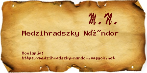 Medzihradszky Nándor névjegykártya